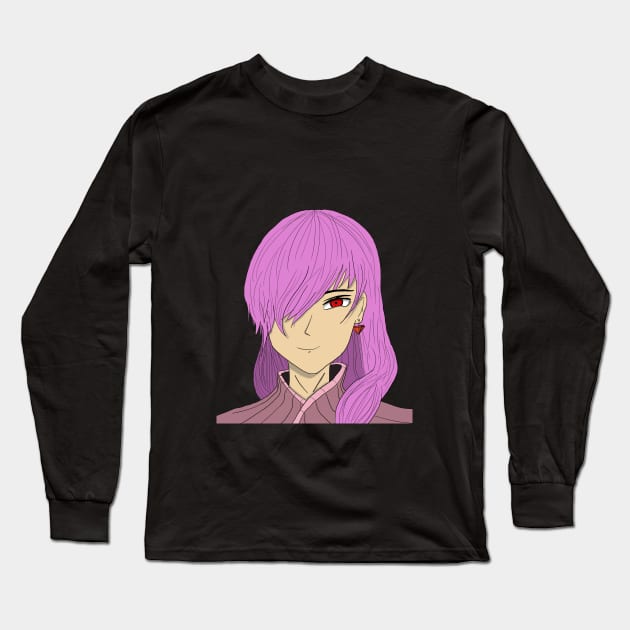 Anime Manga Girl Character Hand Drawn Art Long Sleeve T-Shirt by fashopera